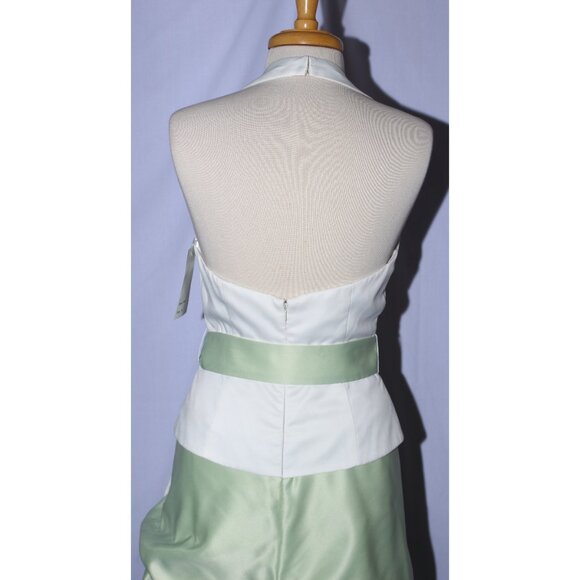 Poly USA #5540 Satin Formal Gown With Pick-up Skirt-Size M-IVORY/GREEN-NWT - Picture 5 of 5